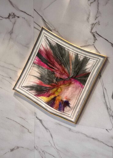 Kül Rengi Ebru Desen Pamuk Soft Eşarp