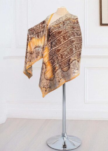 Oranj Retro Vual İpek Şal