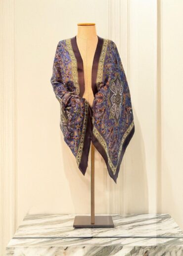 Lacivert Motifka Pamuk Şal