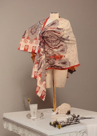 Kiremit Retro Desen Pamuk Soft Şal