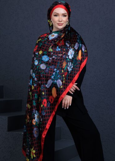 İtal Çiftaraflı vual ipek  23561 - kırmızı/siyah