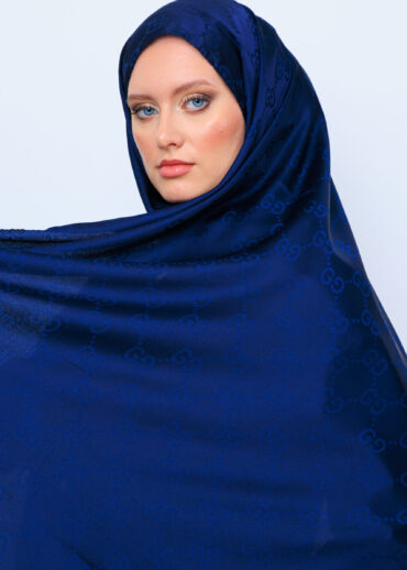 G Desen Pamuk İpeksi Jakar Şal - Lacivert