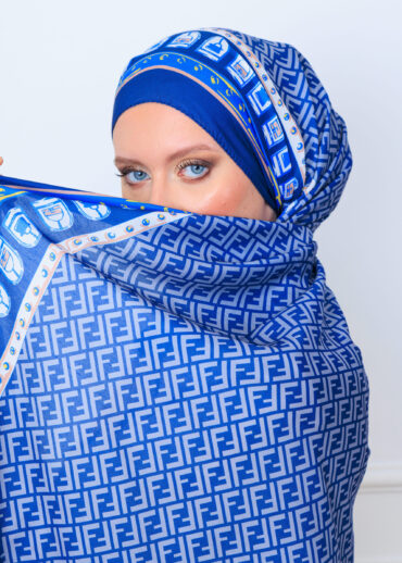 Fendi Monogram Pamuk Şal 64302 - Lacivert