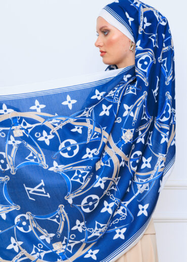 Kemer Desen Pamuk Şal 31230 - Lacivert