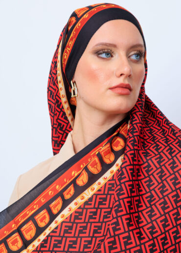 Fendi Monogram Pamuk Şal 64302 - Bordo