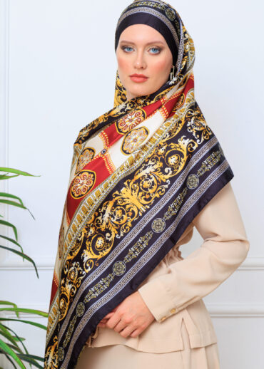 V VUAL İPEK ŞAL- 344456-SİYAH BORDO