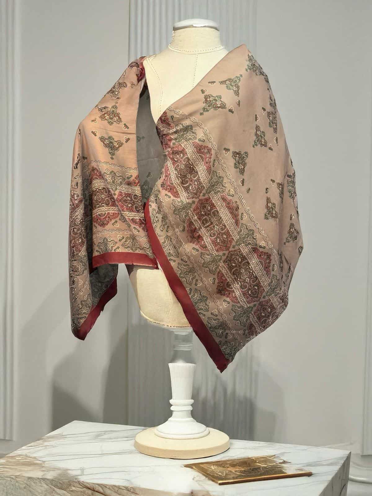 Vizon Bordo Zarif Desen Pamuk Şal