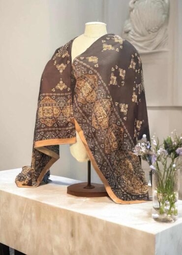 Latte Zarif Desen Pamuk Soft Şal