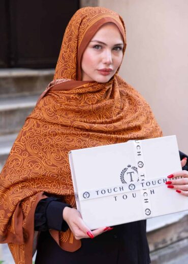 Sütlü Kahve Ebruli Desen Pamuk İpek Şal