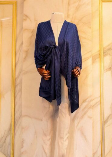 Gece Mavisi Qoza Desen Jakar Şal