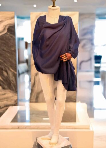 Lacivert Nokta Desen Jakar Şal