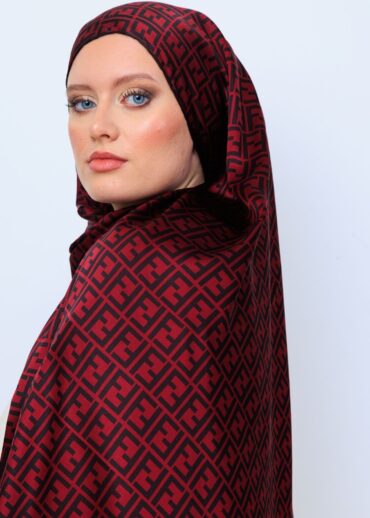 İthal Çifttaraflı Fendi İnci Vual İpek Şal-14500 -Bordo