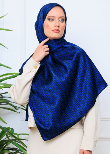 İthal F Çifttaraflı İnci Vual İpek Şal-14500 -Lacivert