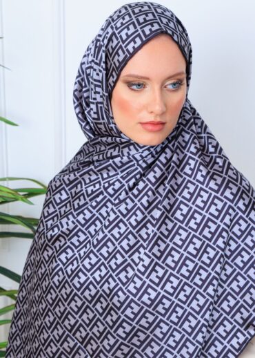 İthal Çifttaraflı Gucci İnci Vual İpek Şal-50140-Gri