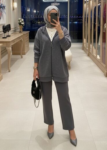 Kalve Taş İşlemeli İkili Takım TK100296 - Gri