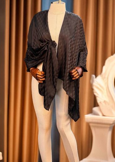 Siyah Qoza Desen Jakar Şal