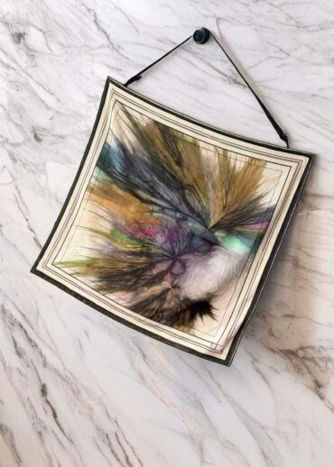 Lacivert Ebru Desen Pamuk Soft Eşarp