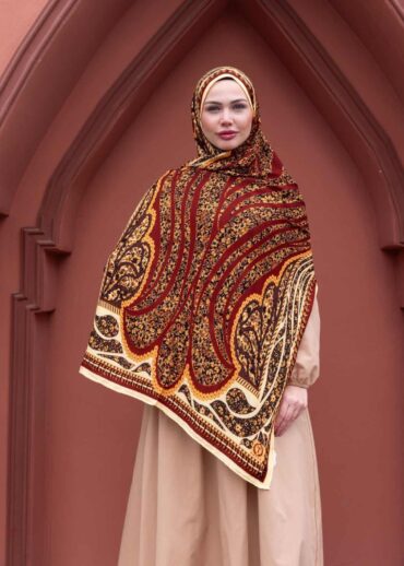 Kırmızı Lâl Yün İpek Şal