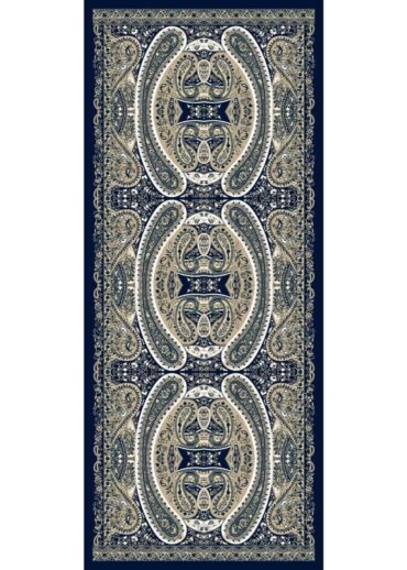 Lacivert Çini Desen Pamuk İpek Şal