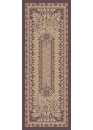 Latte Safir Desenli Yün İpek Şal