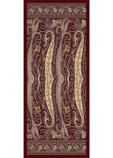 Bordo Dalga Desen Pamuk İpek Şal