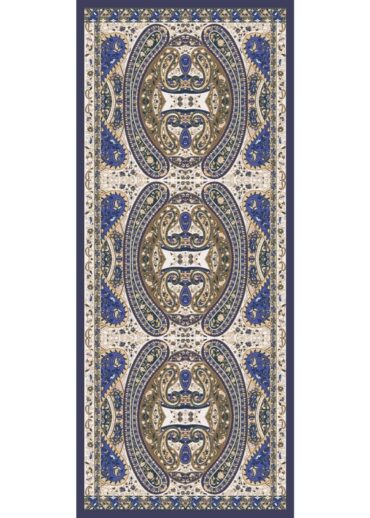 Eflatun Çini Desen Pamuk İpek Şal