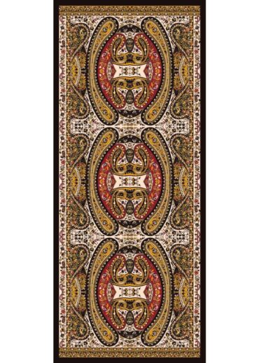 Kahve Çini Desen Pamuk İpek Şal