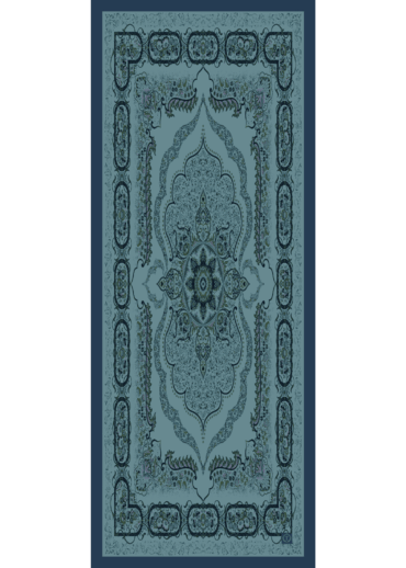 Turkuaz Ruku Desenli Pamuk İpek Şal