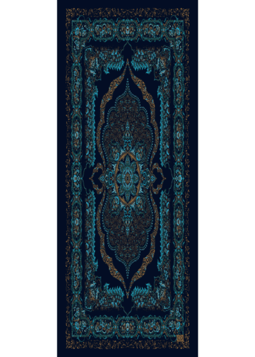 Petrol Ruku Desenli Pamuk İpek Şal