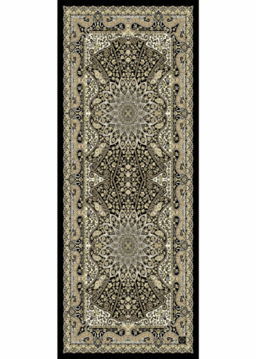 Siyah Zambak Desenli Yün İpek Şal