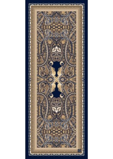 Lacivert Roze Desen Pamuk İpek Şal