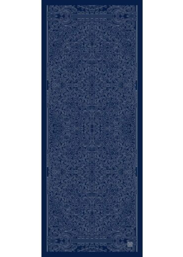 İndigo Ebruli Desen Pamuk İpek Şal