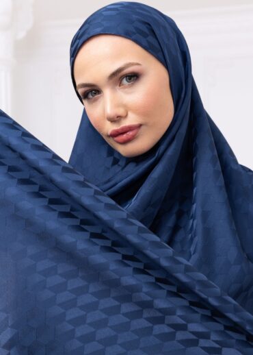 Qoza Desen Lacivert Jakar Şal
