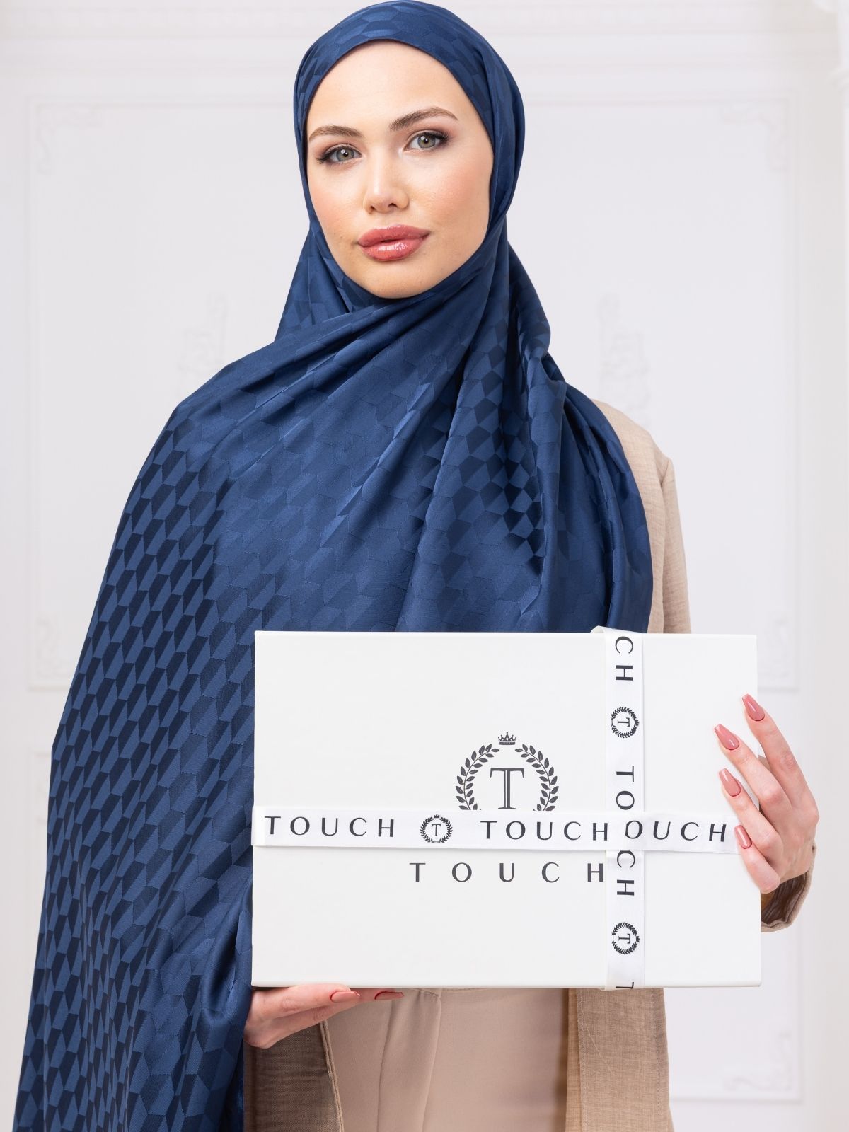 Qoza Desen Lacivert Jakar Şal - Görsel 2