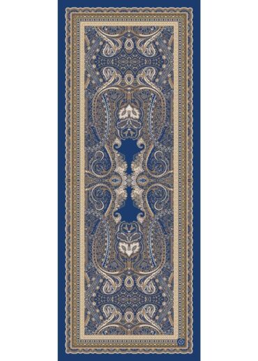 İndigo Roze Desen Pamuk İpek Şal