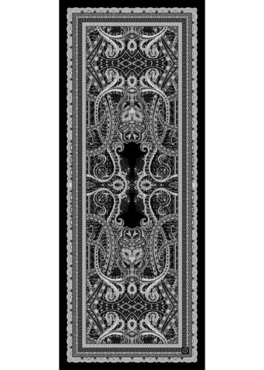 Siyah Beyaz Roze Desen Pamuk İpek Şal