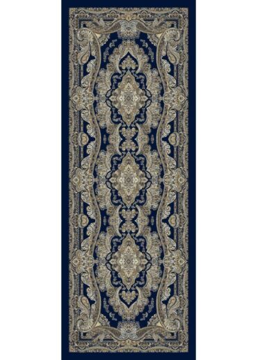 Lacivert Sedef Desenli Yün İpek Şal