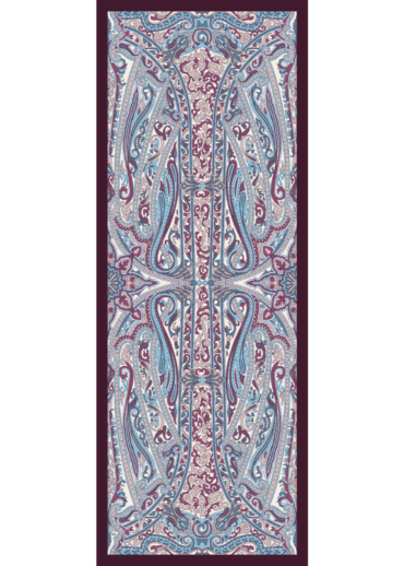 Mor Manolya Desen Pamuk İpek Şal