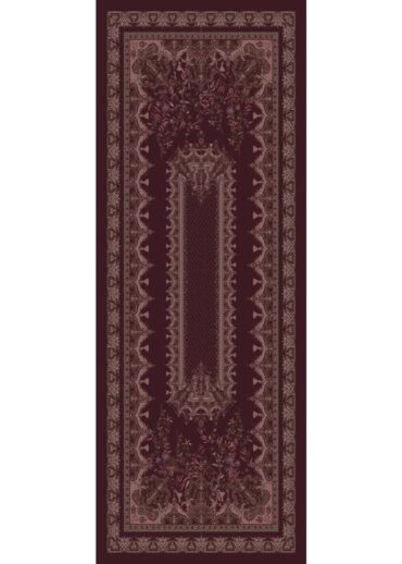 Vişne Safir Desenli Yün İpek Şal