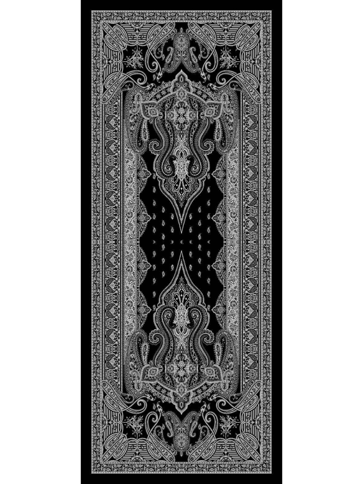 Kara Serenad Desenli Yün İpek Şal