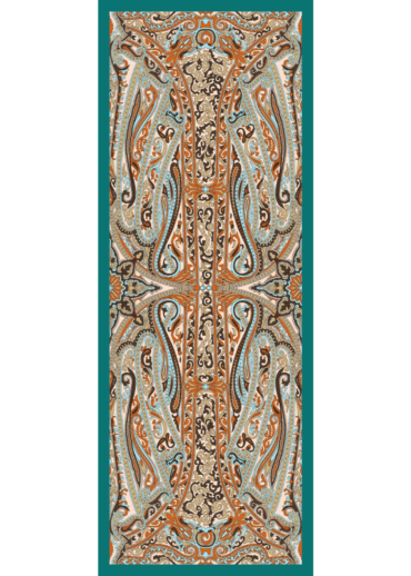 Su Yeşili Manolya Desen Pamuk İpek Şal