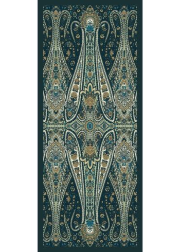 Zümrüt Damask Desen Pamuk İpek Şal