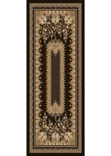 Kahve Safir Desenli Yün İpek Şal