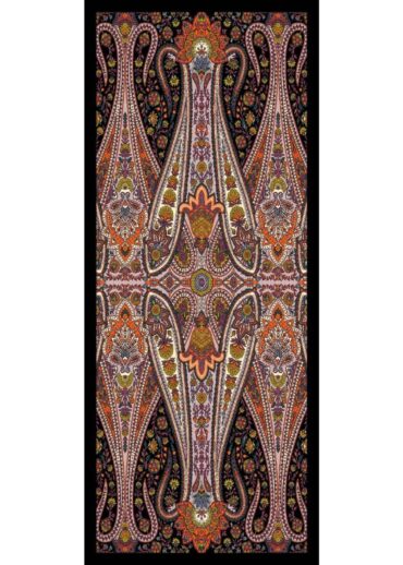 Oranj Damask Desen Pamuk İpek Şal