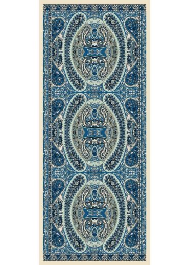 Turkuaz Çini Desen Pamuk İpek Şal