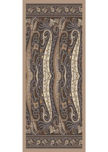 Bej Dalga Desen Pamuk İpek Şal