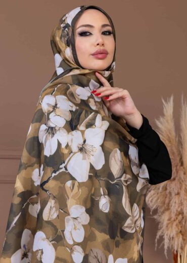 Hardal Papatya Desen Pamuk Şal