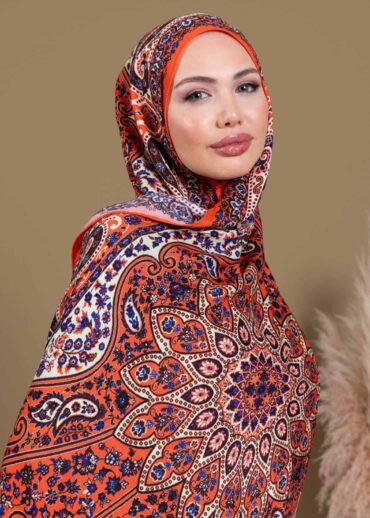 Pudra Zambak Desenli Yün İpek Şal