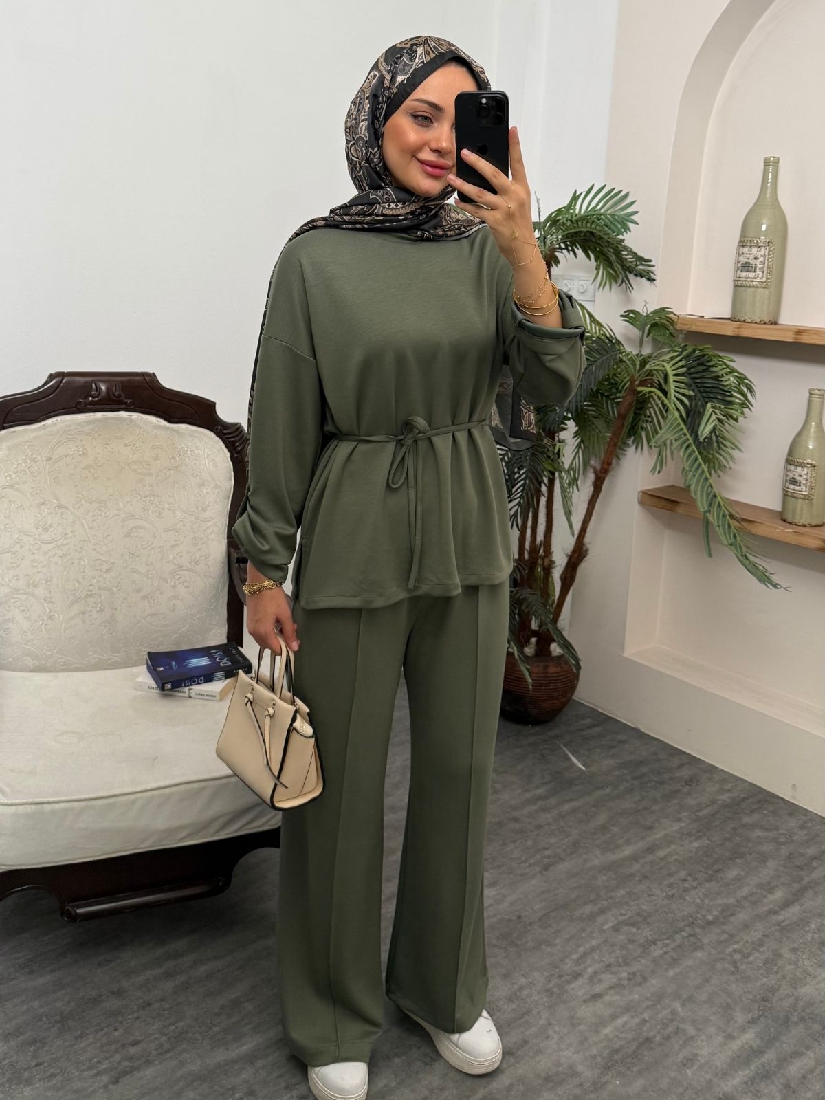 Oysho Bağlamalı İkili Takım TK100240 - Haki