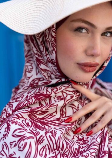 AmineNur'un Seçimi Bordo Sunset İpek Pamuk Şal